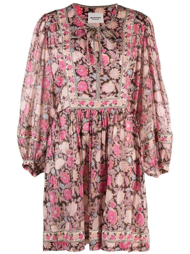 Pink Gilinsia Floral Print Mini Dress