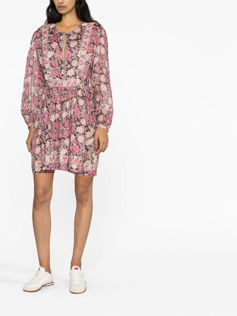 Pink Gilinsia Floral Print Mini Dress