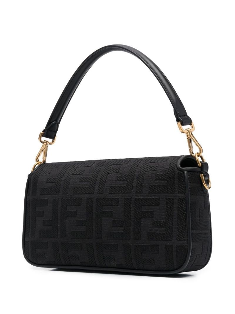 Black Baguette Leather Shoulder Bag