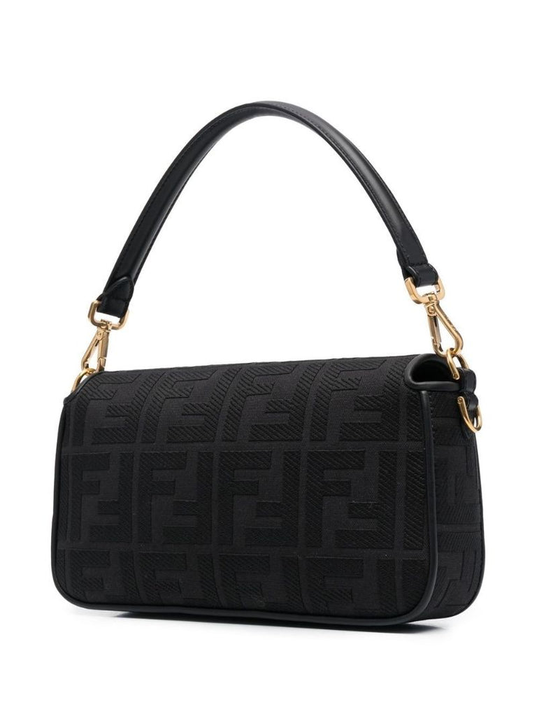 Black Baguette Leather Shoulder Bag