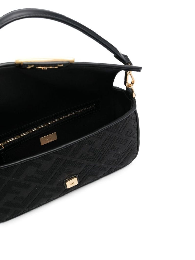 Black Baguette Leather Shoulder Bag