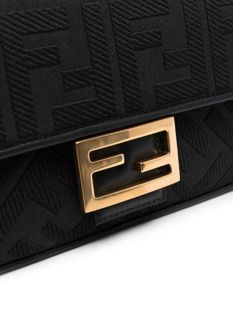 Black Baguette Leather Shoulder Bag