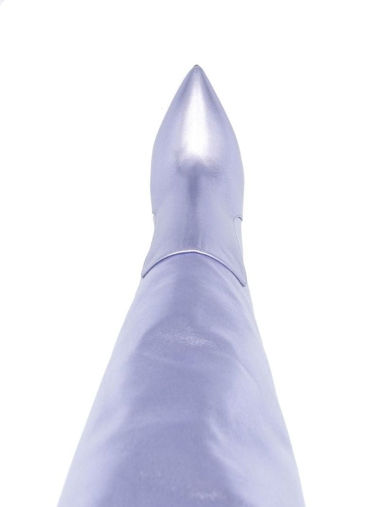Purple 105 Metallic Leather Knee-high Boots