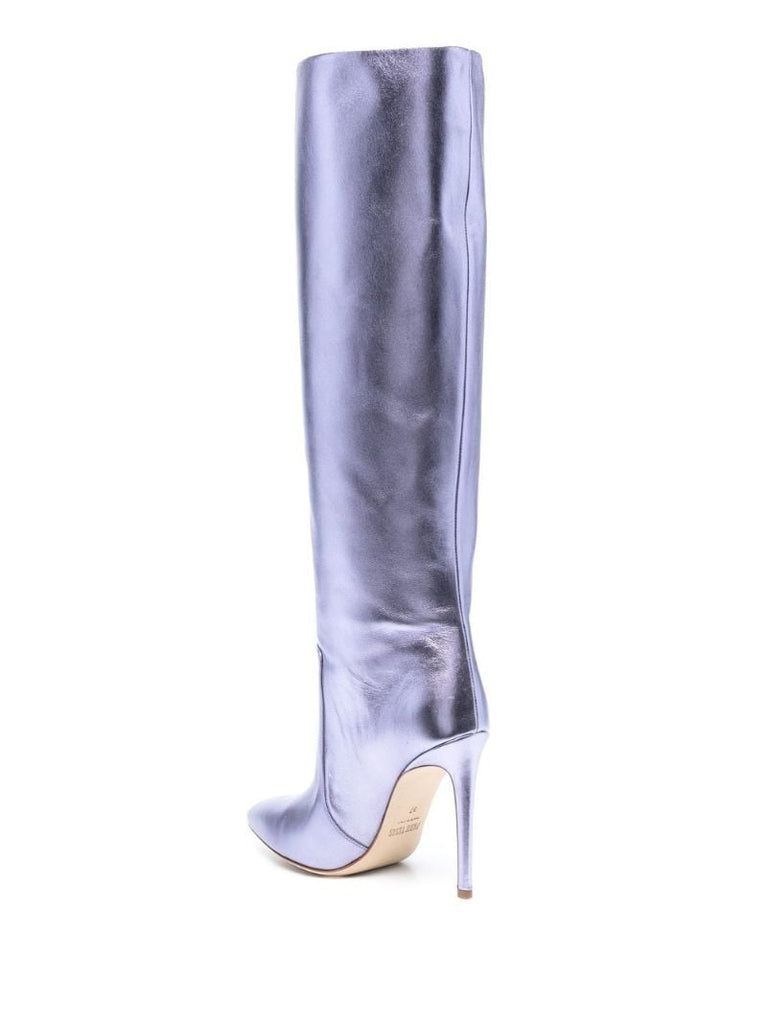 Purple 105 Metallic Leather Knee-high Boots