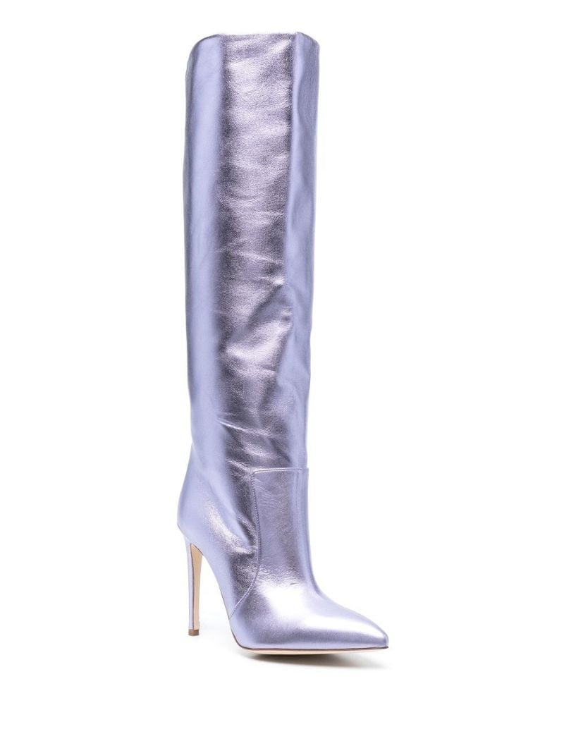 Purple 105 Metallic Leather Knee-high Boots