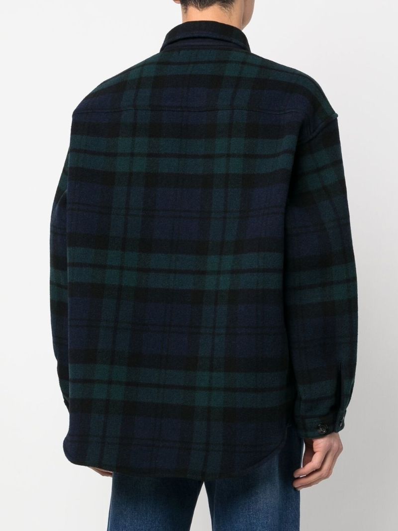 Blue Checked Patterned Shirt Jacket