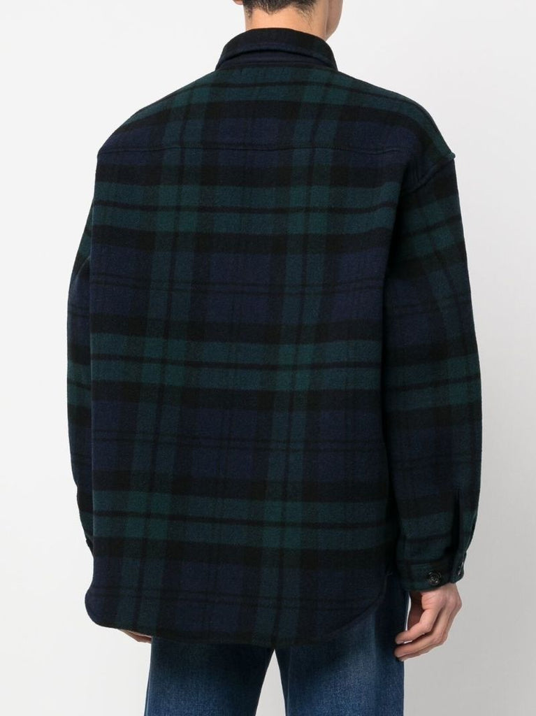 Blue Checked Patterned Shirt Jacket
