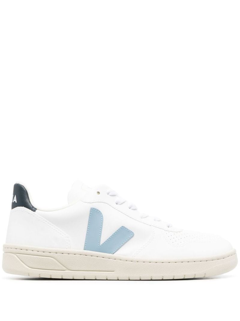 White V-10 Leather Sneakers