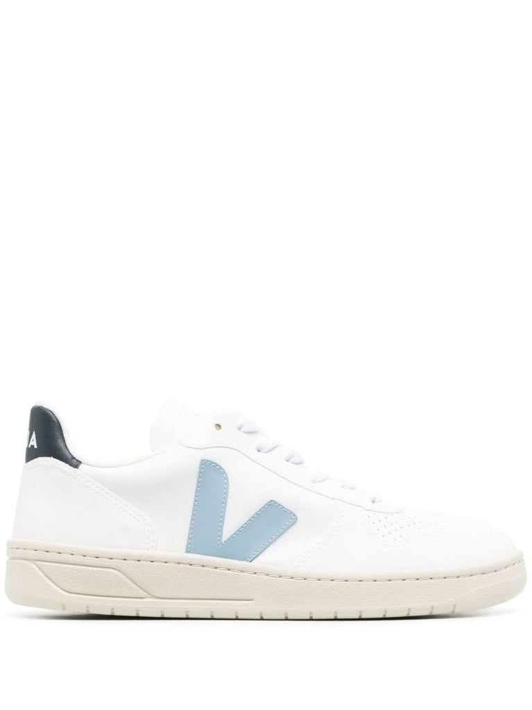 White V-10 Leather Sneakers