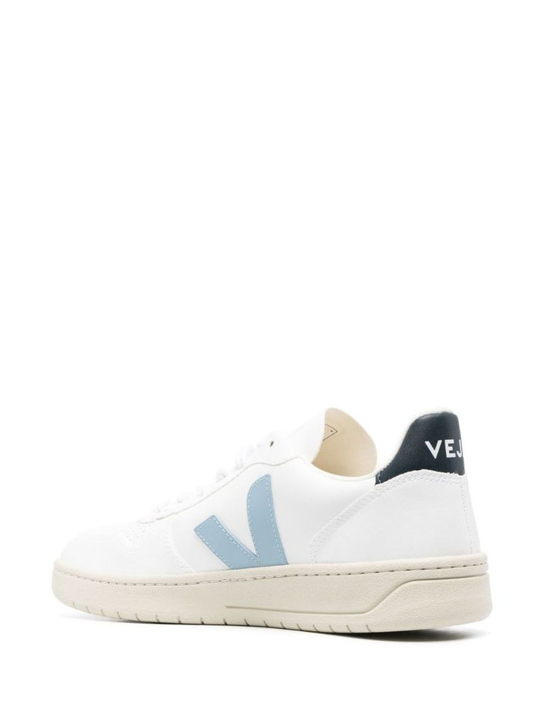 White V-10 Leather Sneakers