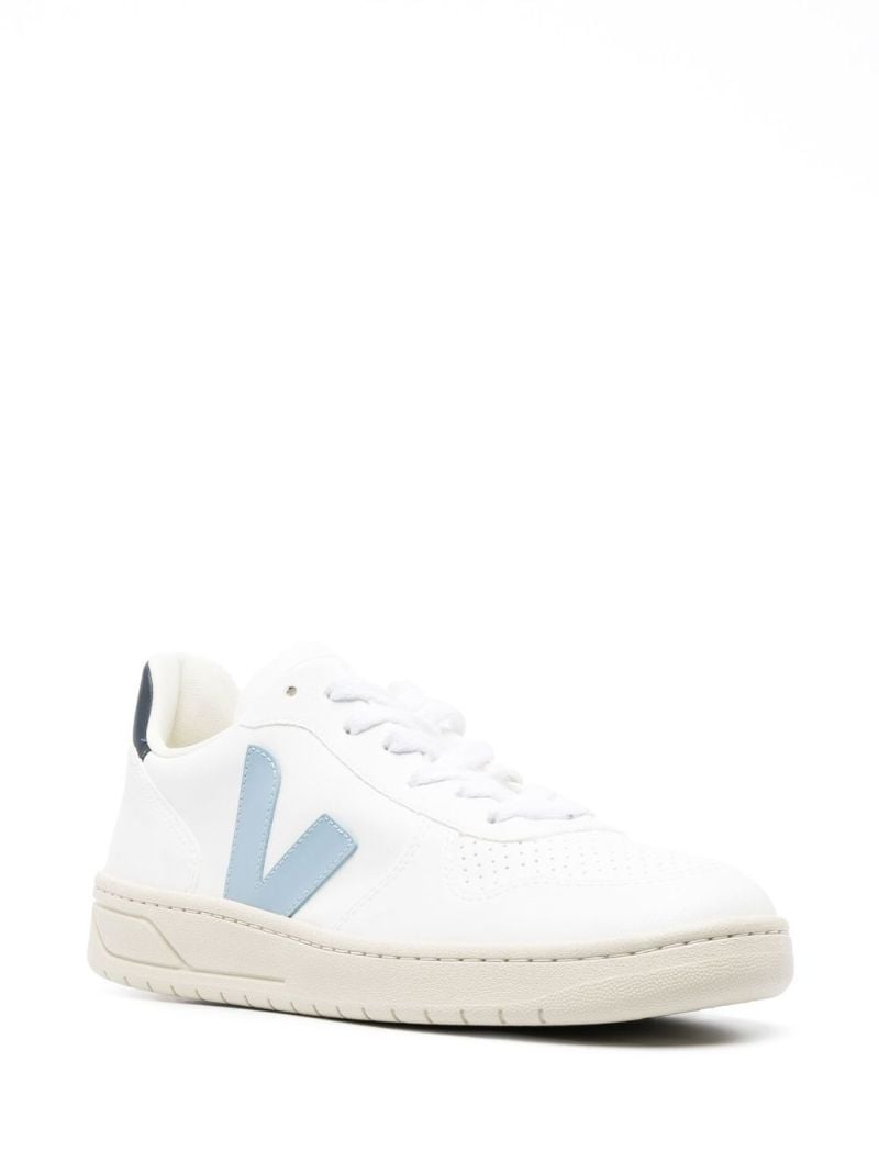 White V-10 Leather Sneakers
