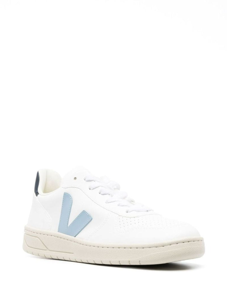 White V-10 Leather Sneakers
