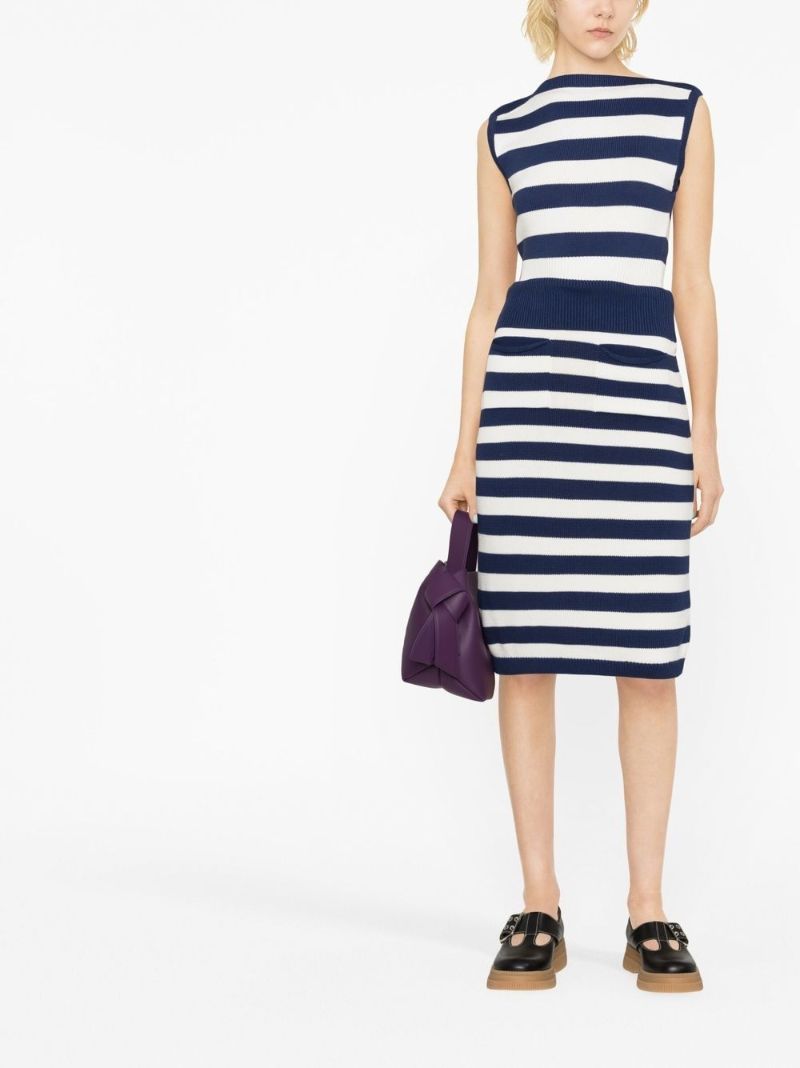 Blue Rock Striped Midi Skirt