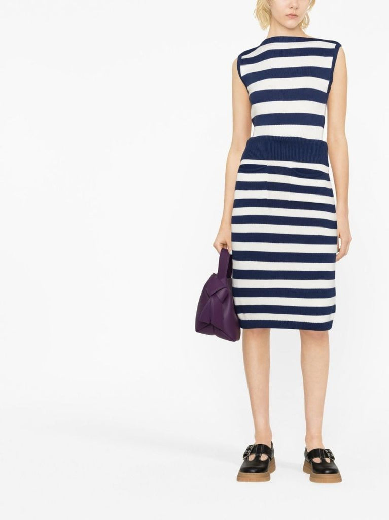 Blue Rock Striped Midi Skirt