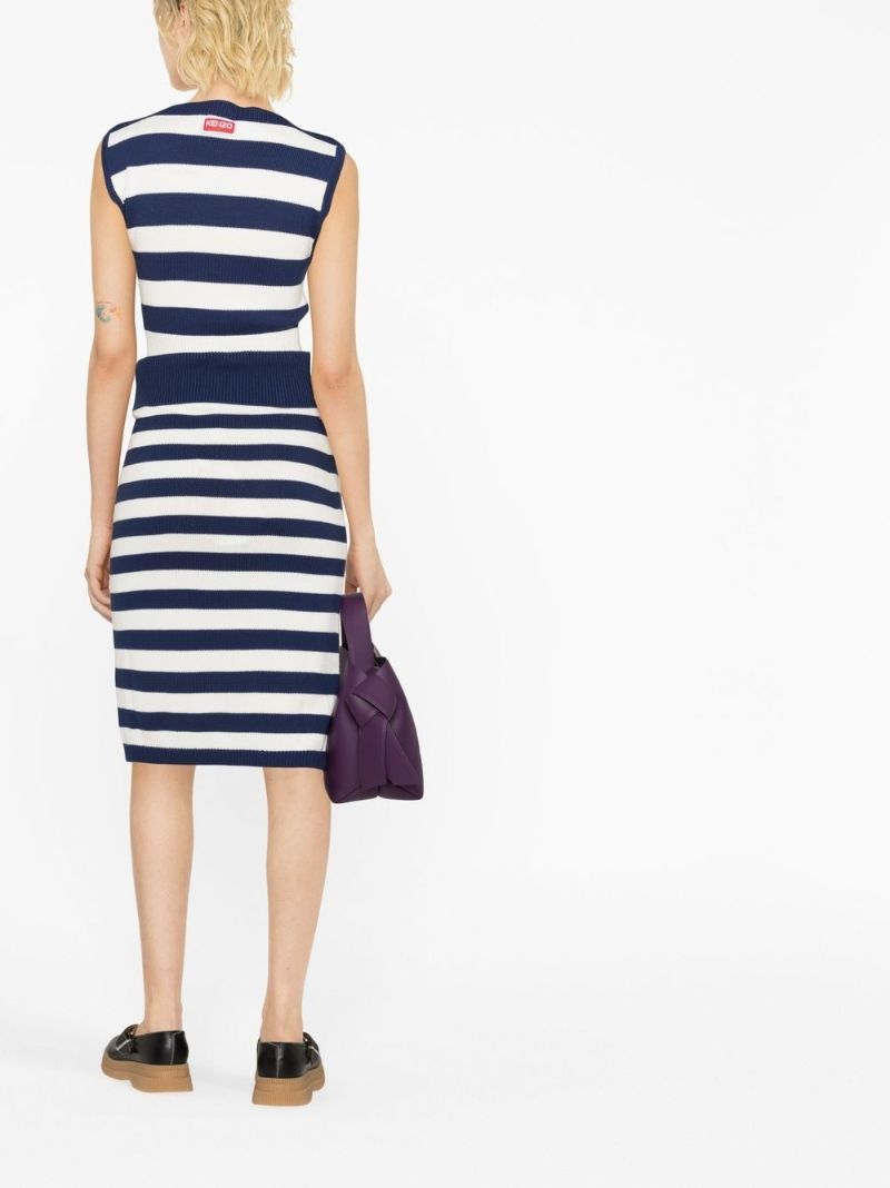 Blue Rock Striped Midi Skirt