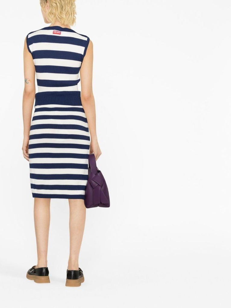 Blue Rock Striped Midi Skirt