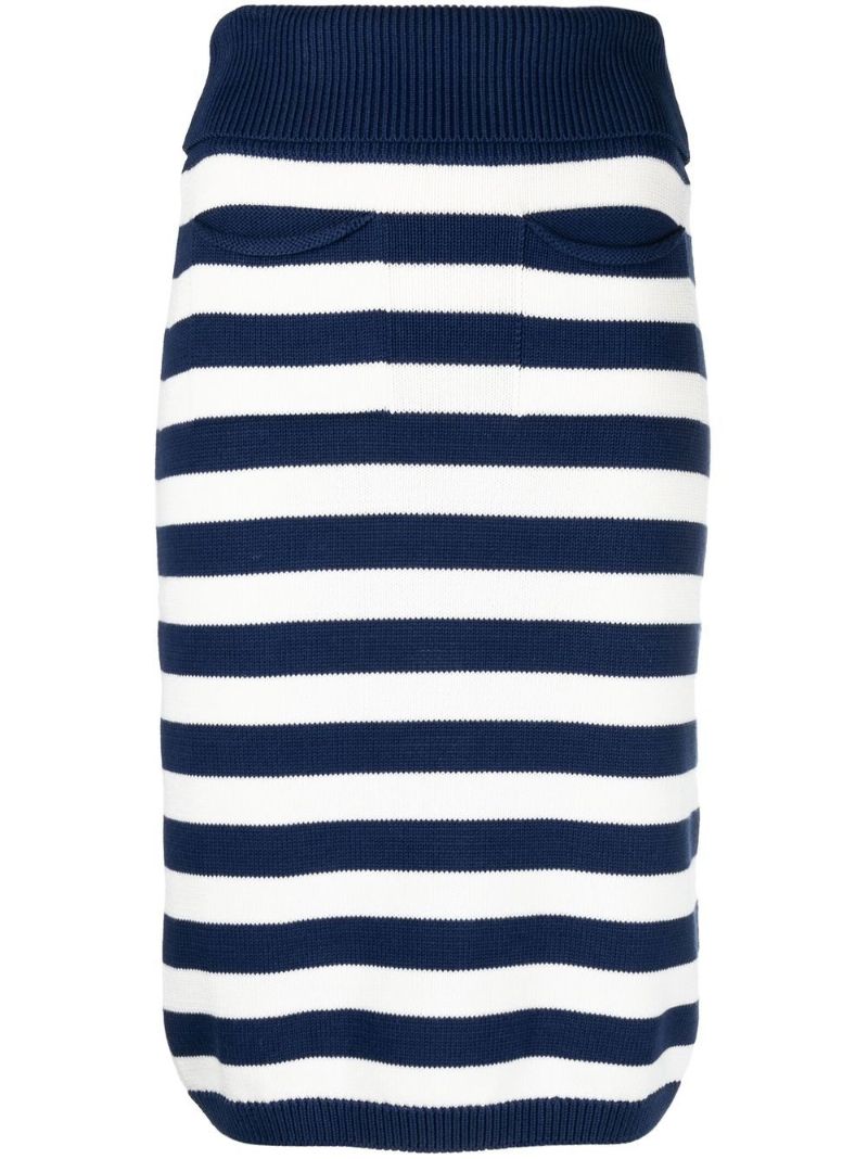 Blue Rock Striped Midi Skirt