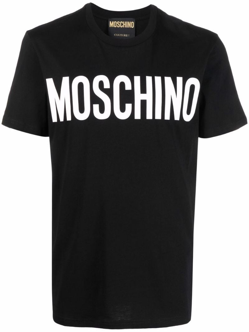 Black Logo Print Cotton T-shirt