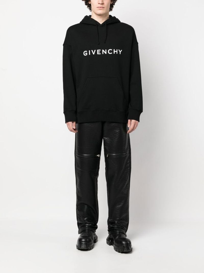 Black Logo Print Cotton Hoodie
