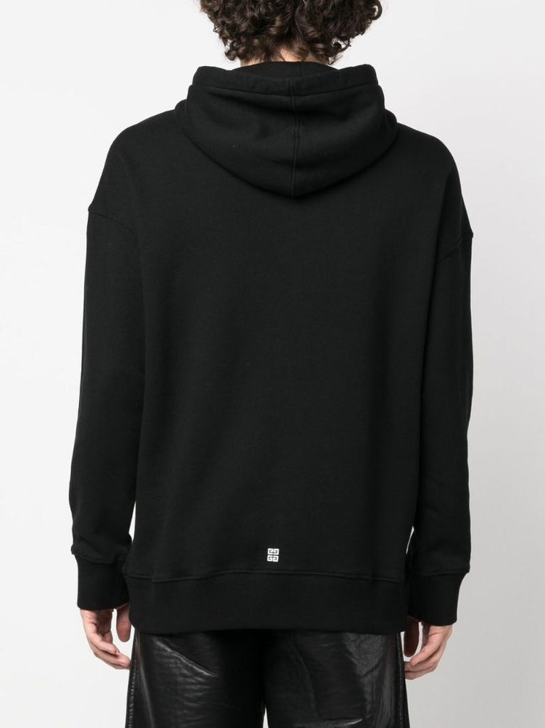 Black Logo Print Cotton Hoodie