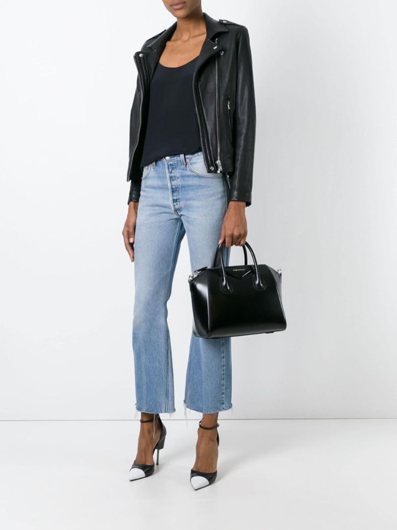 Black Antigona Leather Tote Bag