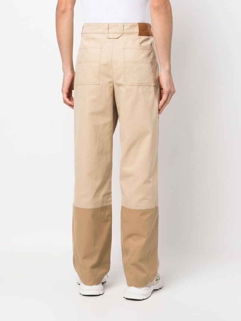 Neutral Two-tone Straight-leg Trousers