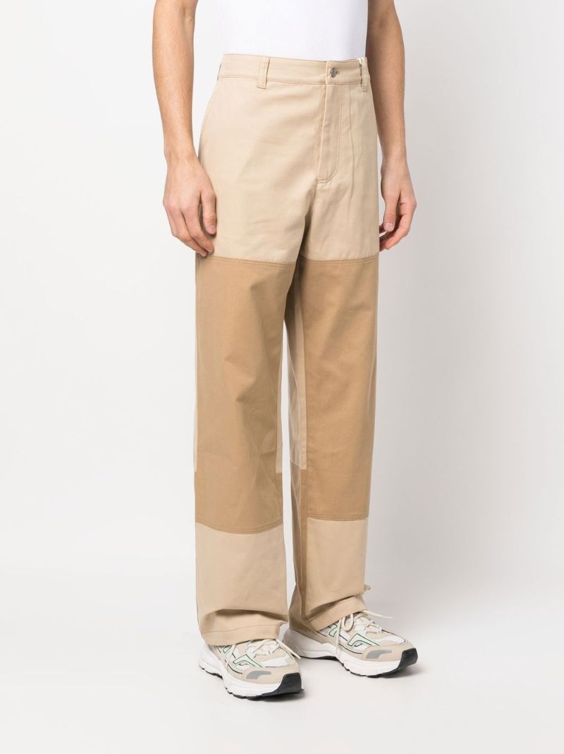 Neutral Two-tone Straight-leg Trousers