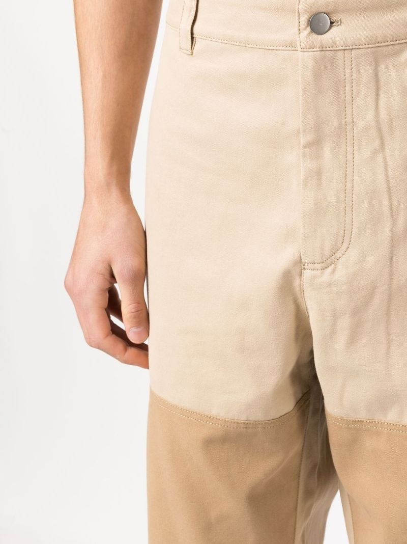 Neutral Two-tone Straight-leg Trousers