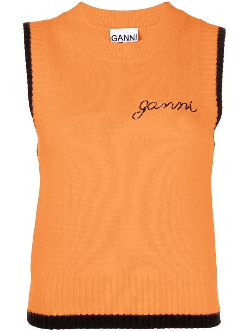 Orange Logo Embroidery Knit Vest