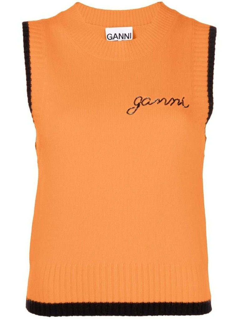 Orange Logo Embroidery Knit Vest