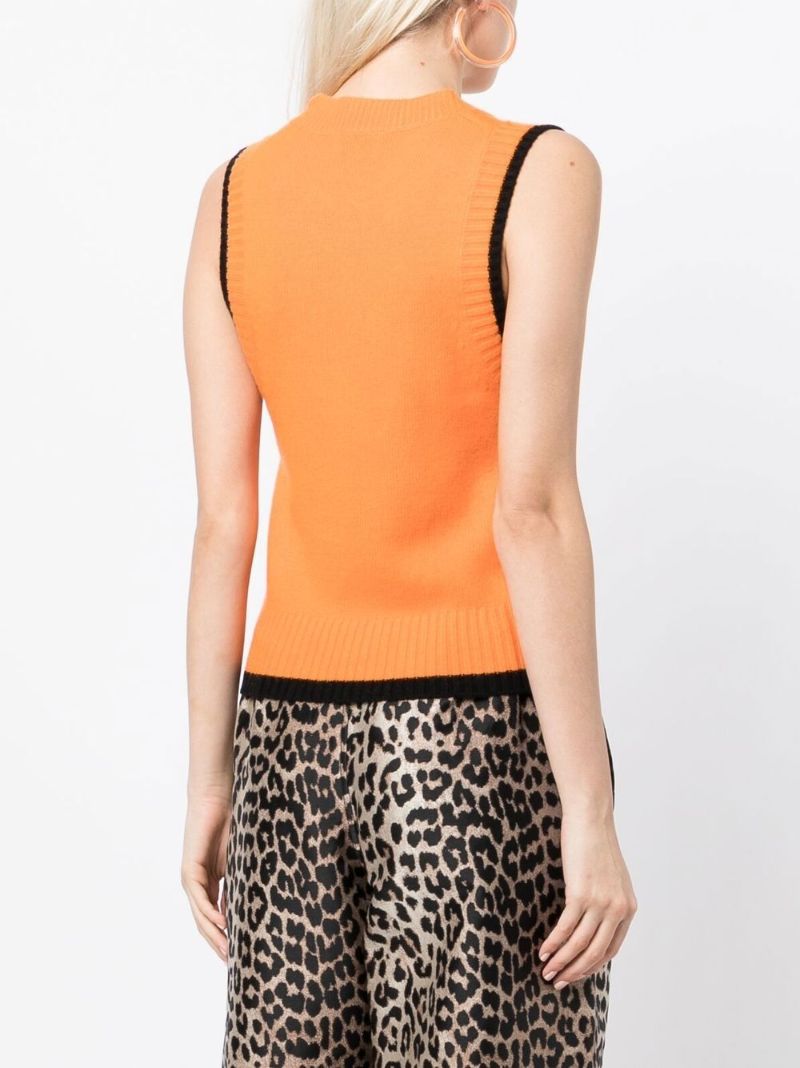 Orange Logo Embroidery Knit Vest