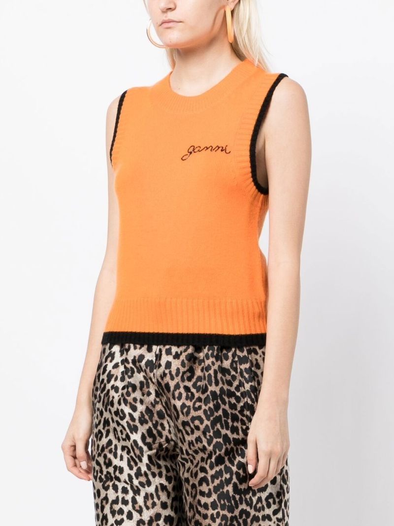 Orange Logo Embroidery Knit Vest