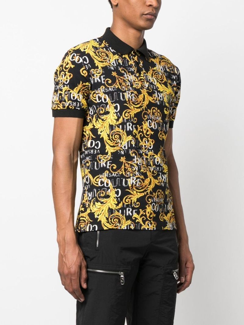 Black Baroque-print Polo Shirt