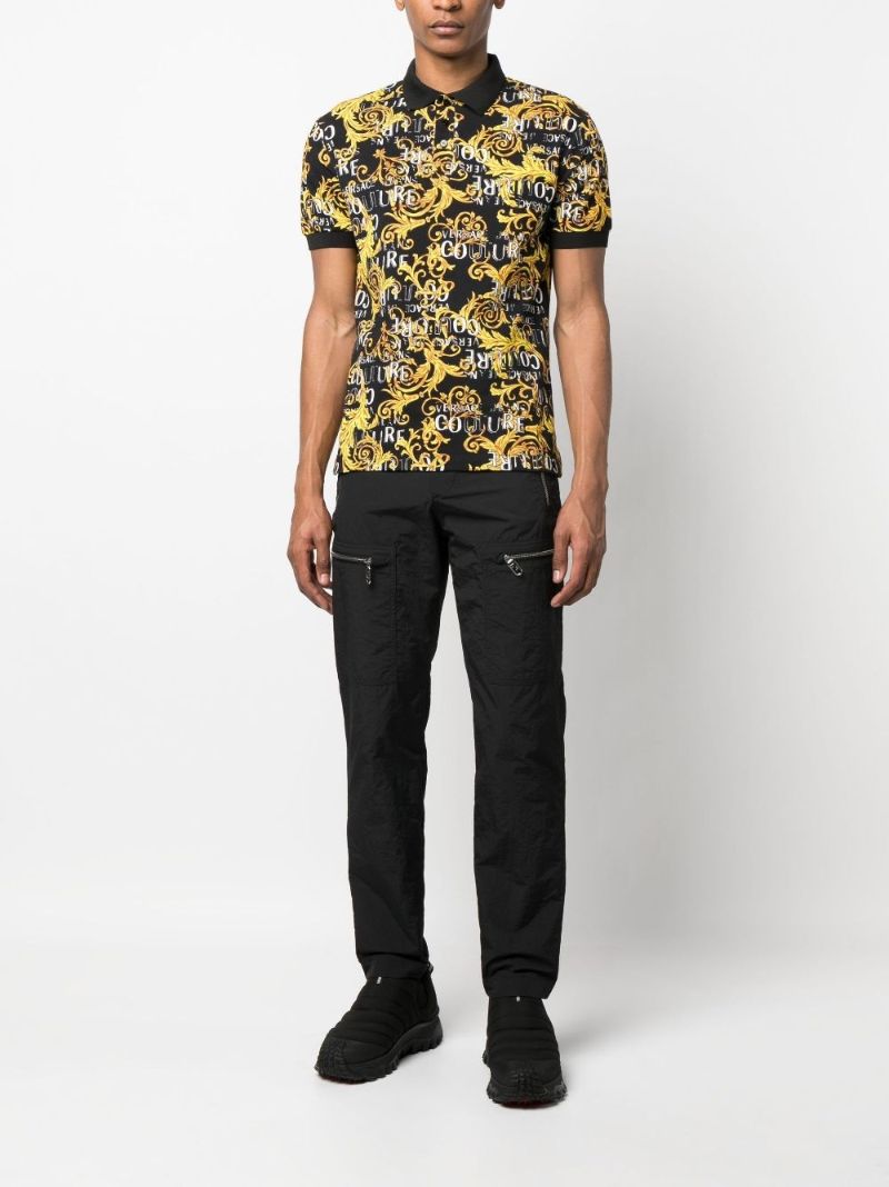 Black Baroque-print Polo Shirt