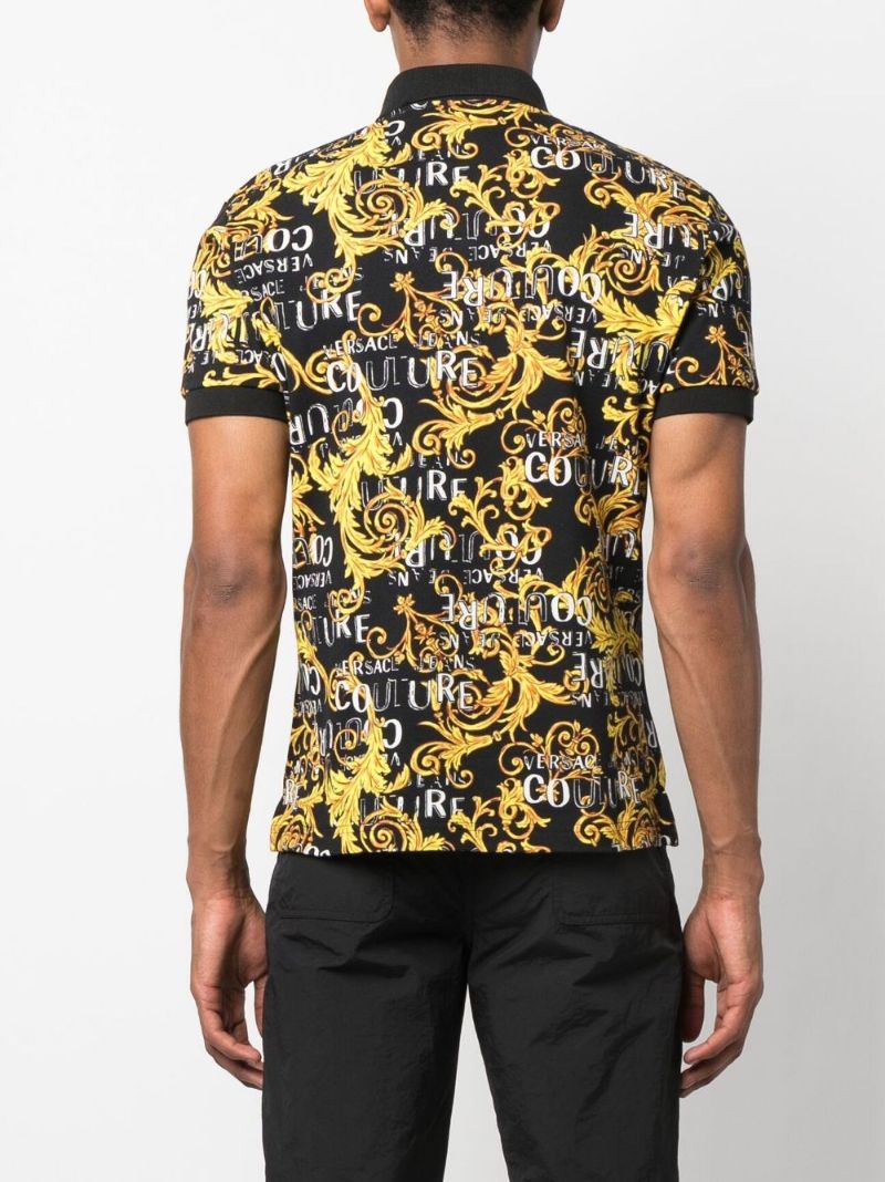 Black Baroque-print Polo Shirt