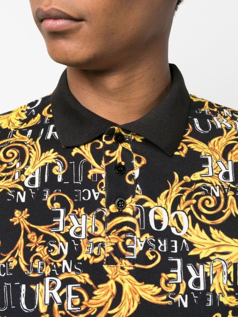 Black Baroque-print Polo Shirt