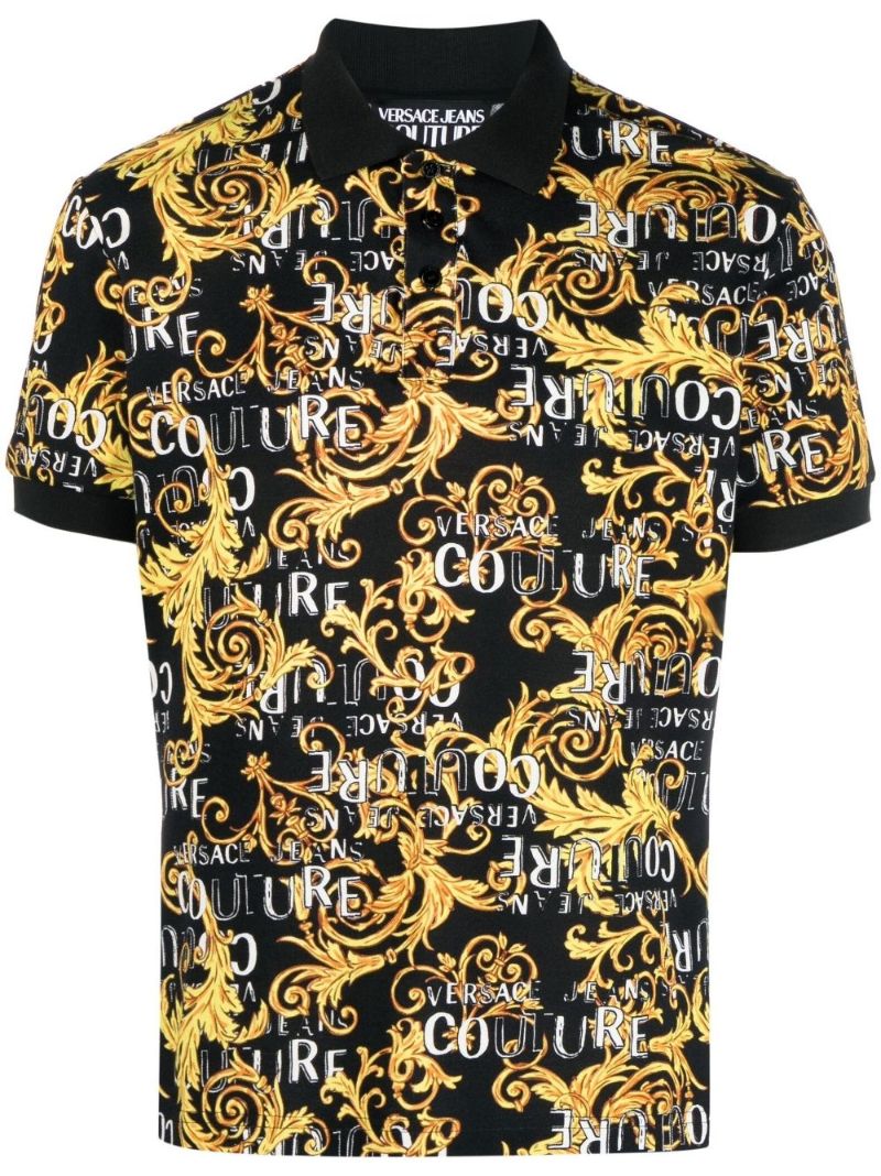 Black Baroque-print Polo Shirt
