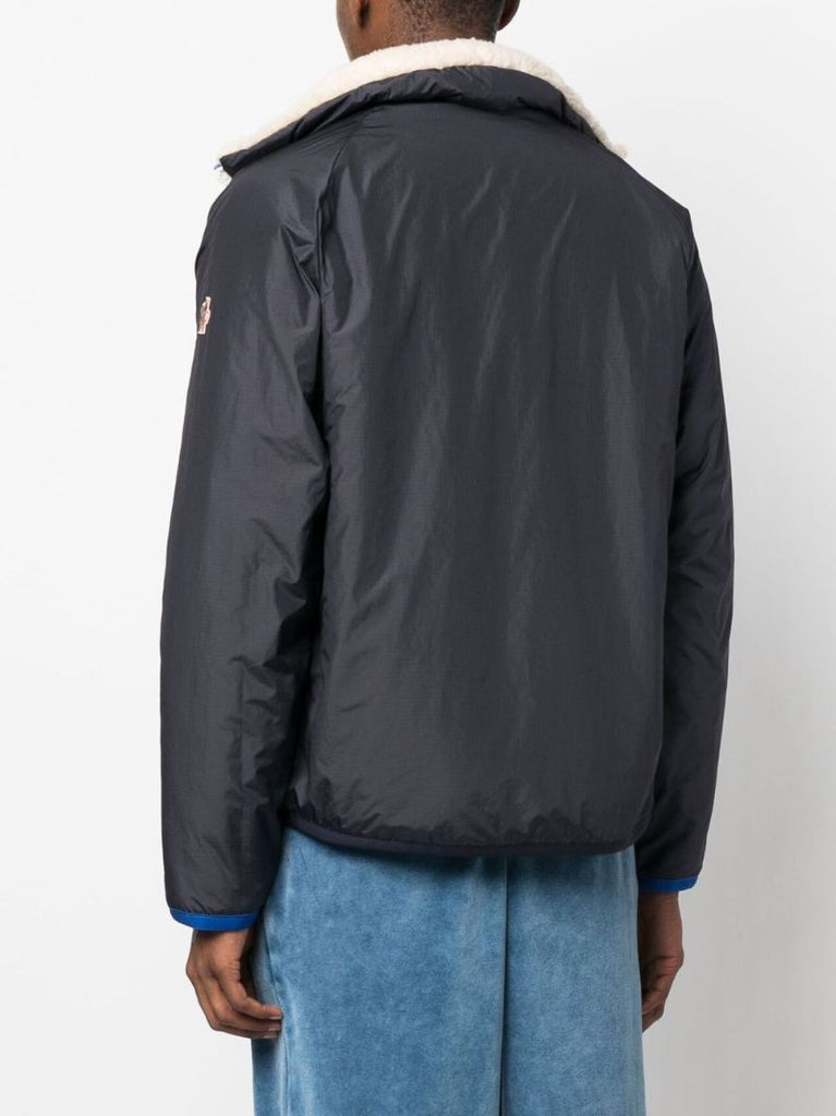 Beige Fleece Panelled Zip-up Jacket