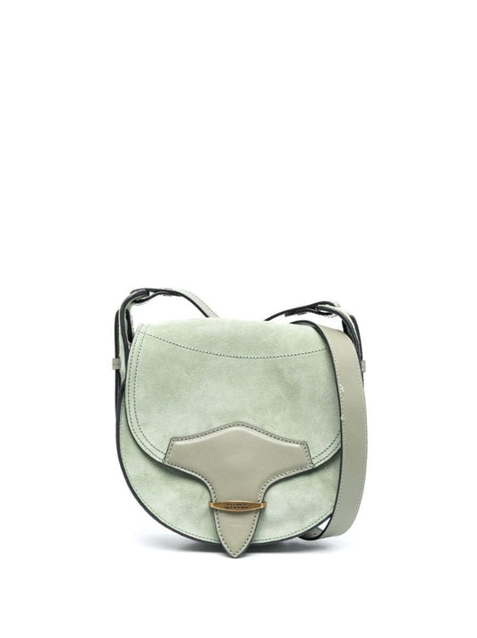 Green Suede Saddle Cross Body Bag