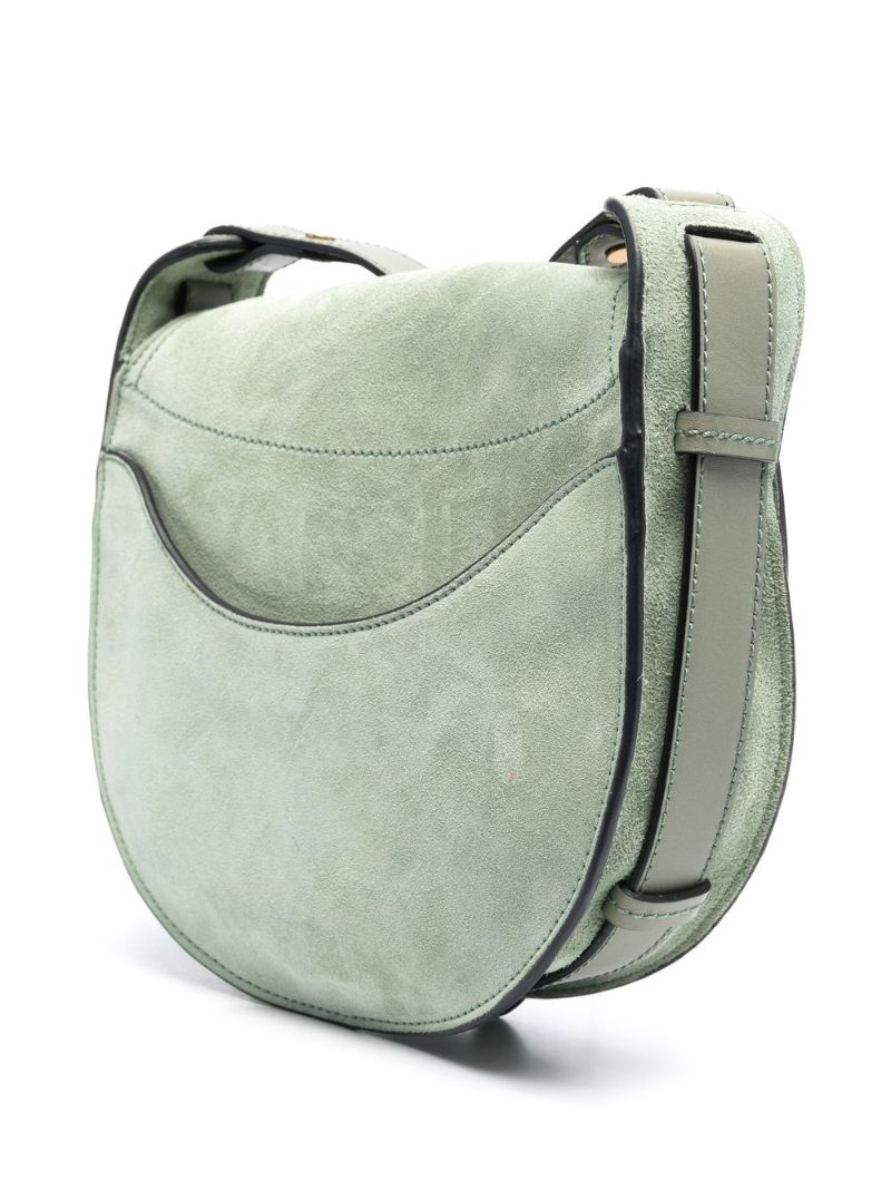 Green Suede Saddle Cross Body Bag