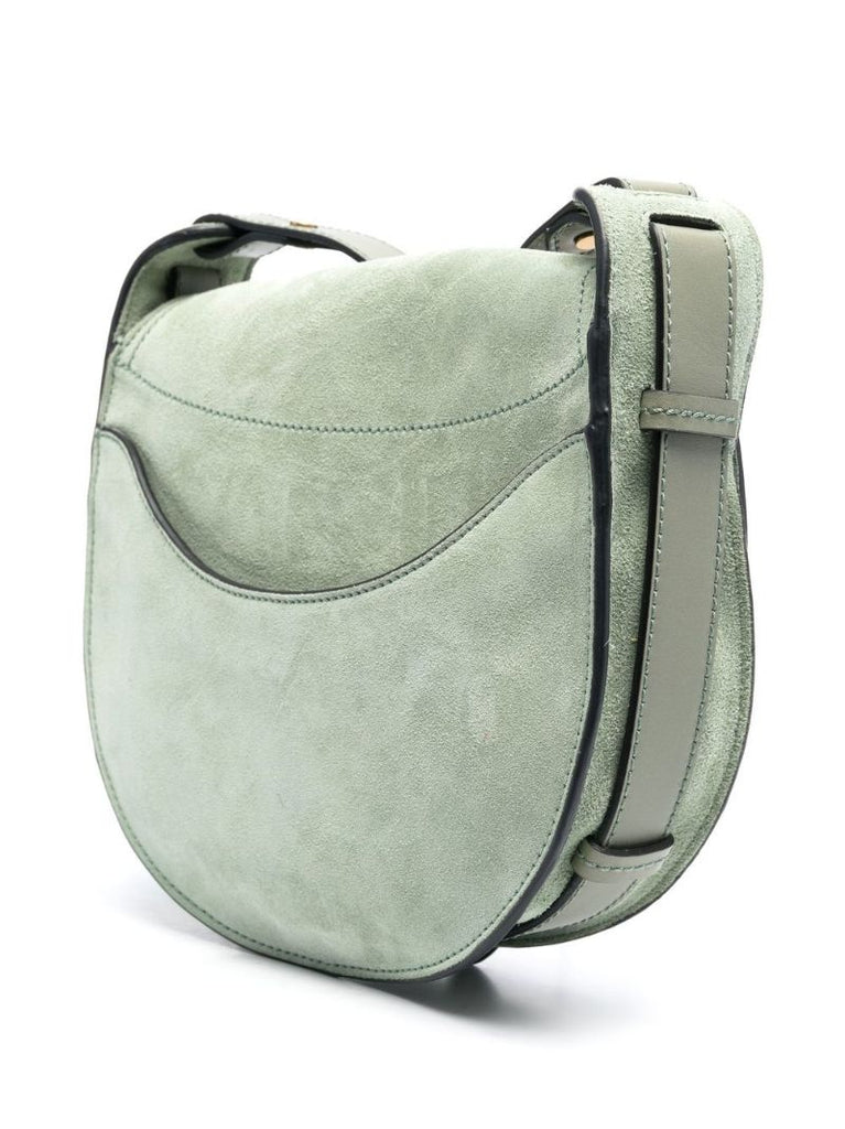 Green Suede Saddle Cross Body Bag