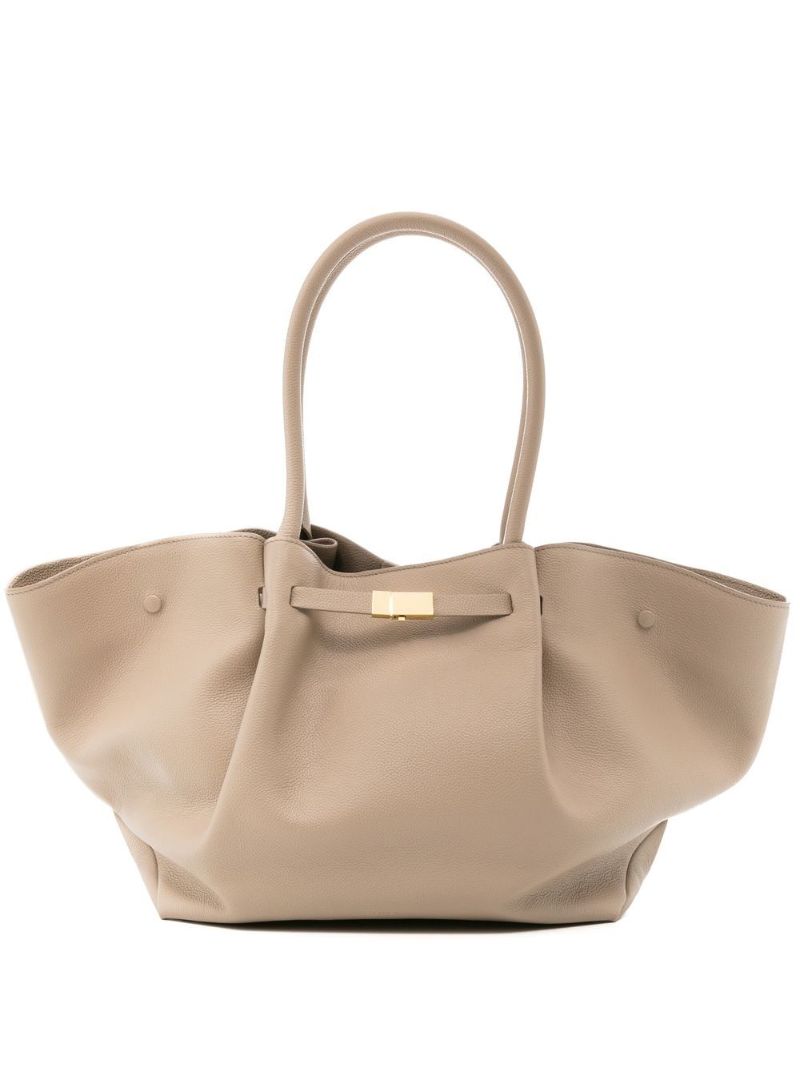 Neutral Large New York Leather Tote Bag