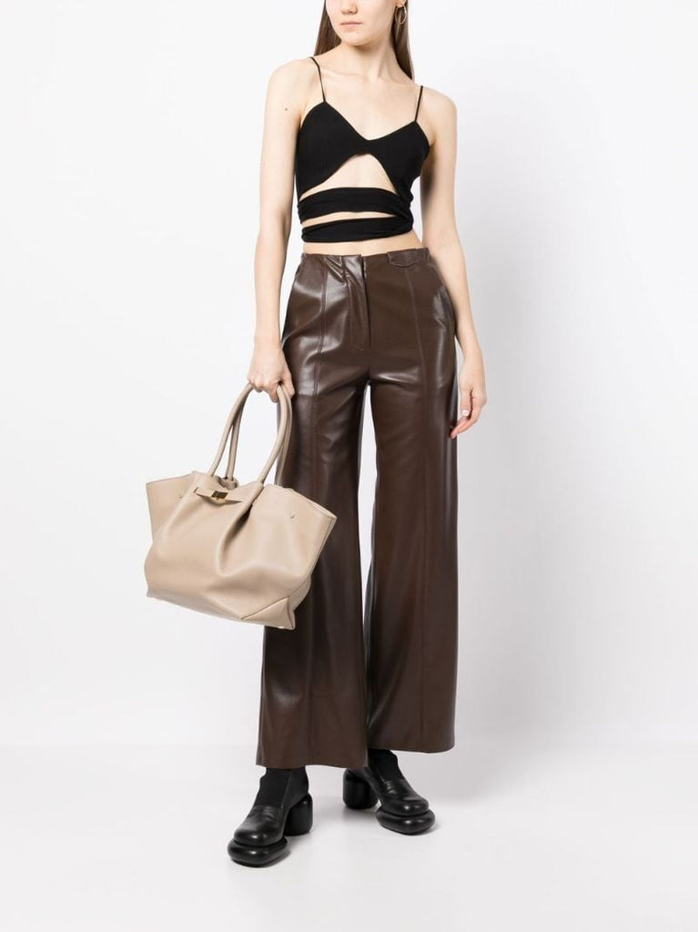 Neutral Large New York Leather Tote Bag