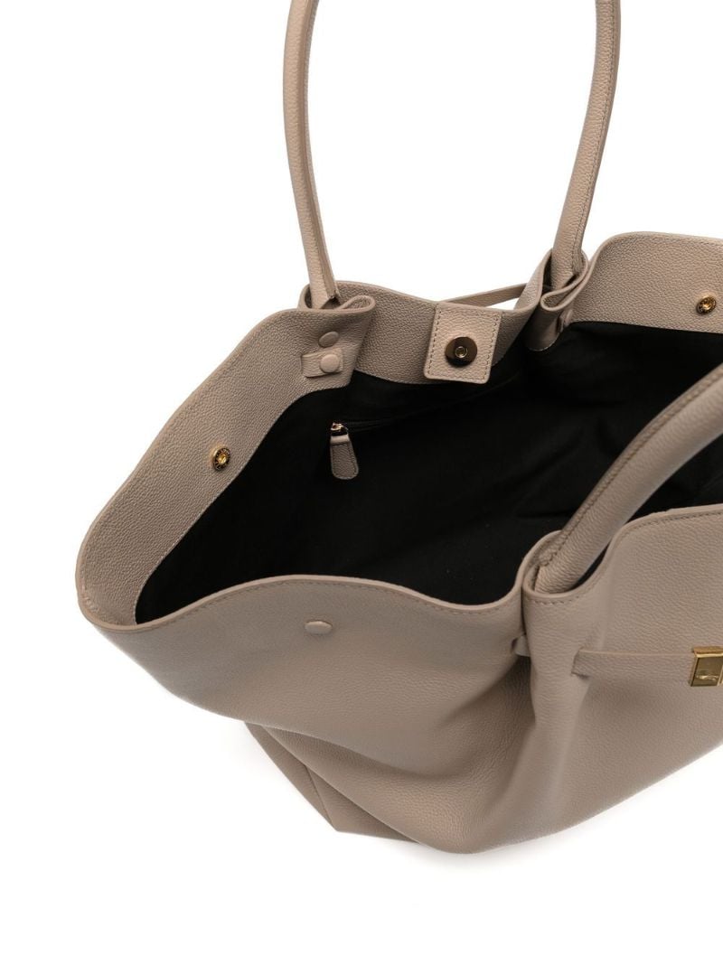 Neutral Large New York Leather Tote Bag