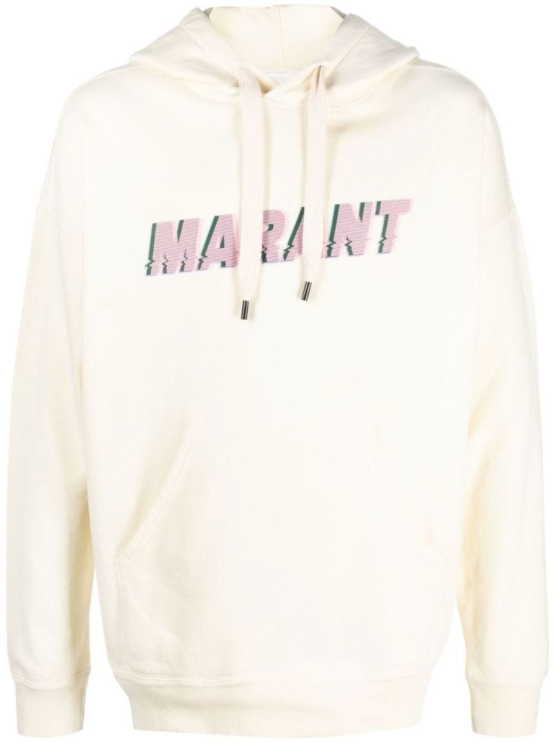 Neutral Logo Print Cotton Hoodie