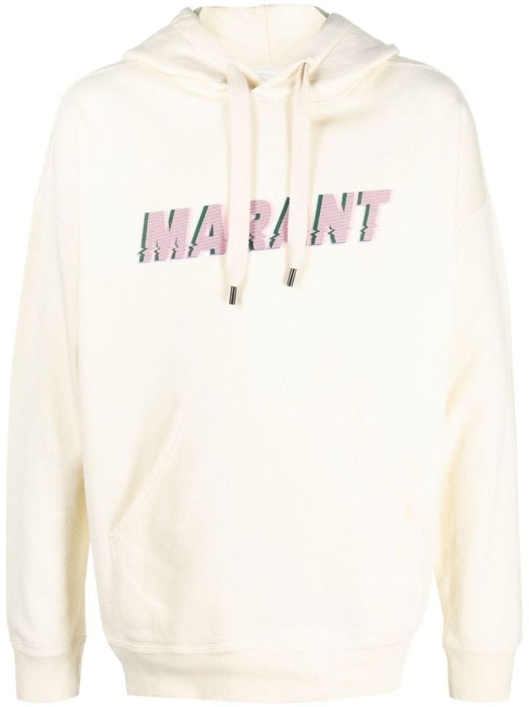 Neutral Logo Print Cotton Hoodie