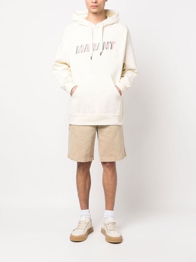 Neutral Logo Print Cotton Hoodie
