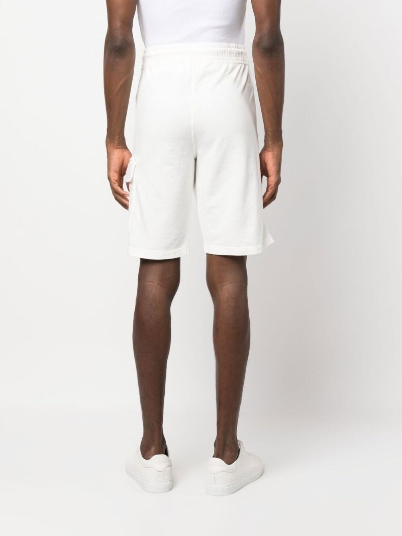 White Cotton Fleece Track Shorts