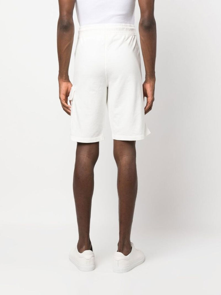 White Cotton Fleece Track Shorts