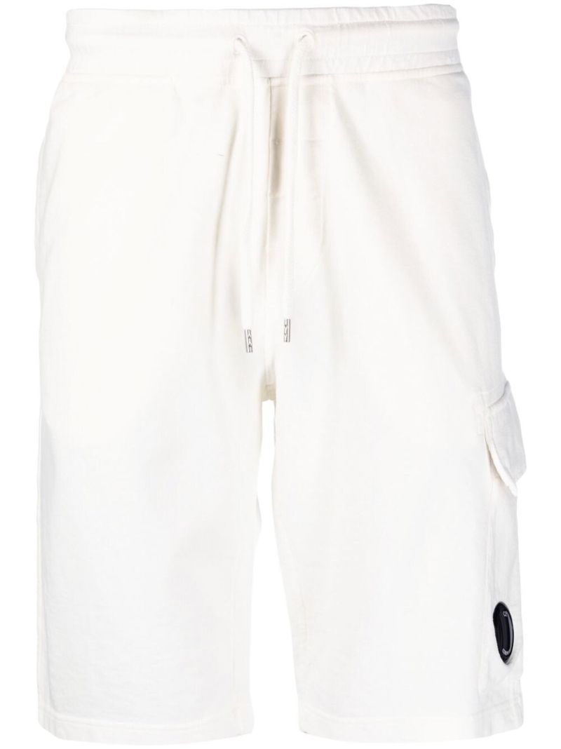 White Cotton Fleece Track Shorts